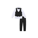 Little & Youth Boys Suit Set - Formal Suit Vest, White Dress Shirt, Dress Pants, and Bowtie - 4-Piece