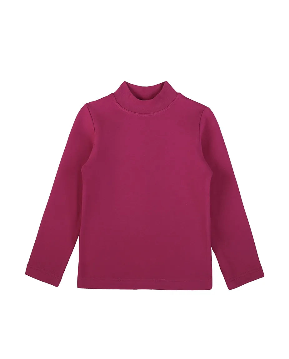 Toddler Cotton Long Sleeve Basic Mock-Neck T-Shirt