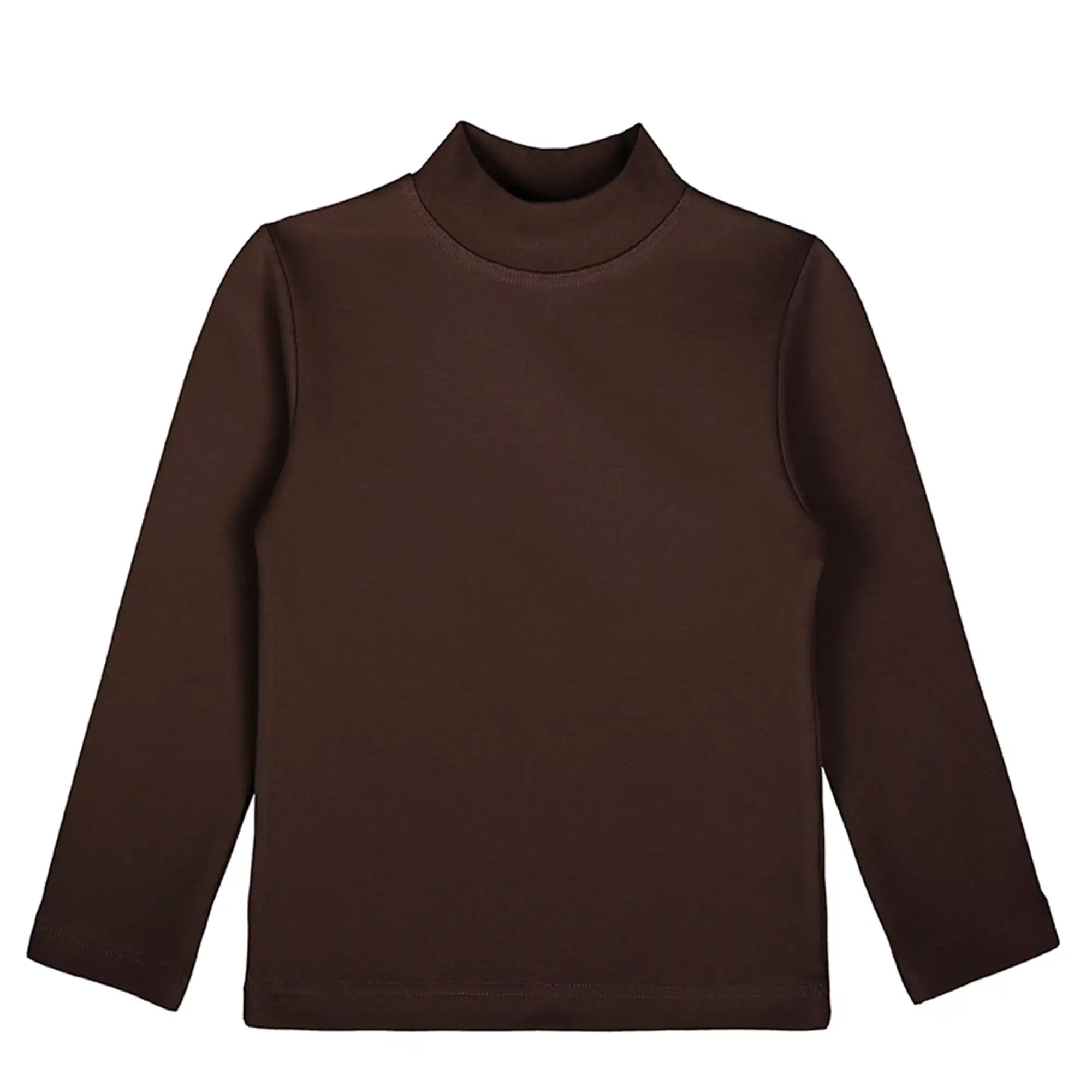 Girls' Basic Mock Turtleneck Long Sleeve Cotton Solid T-Shirt