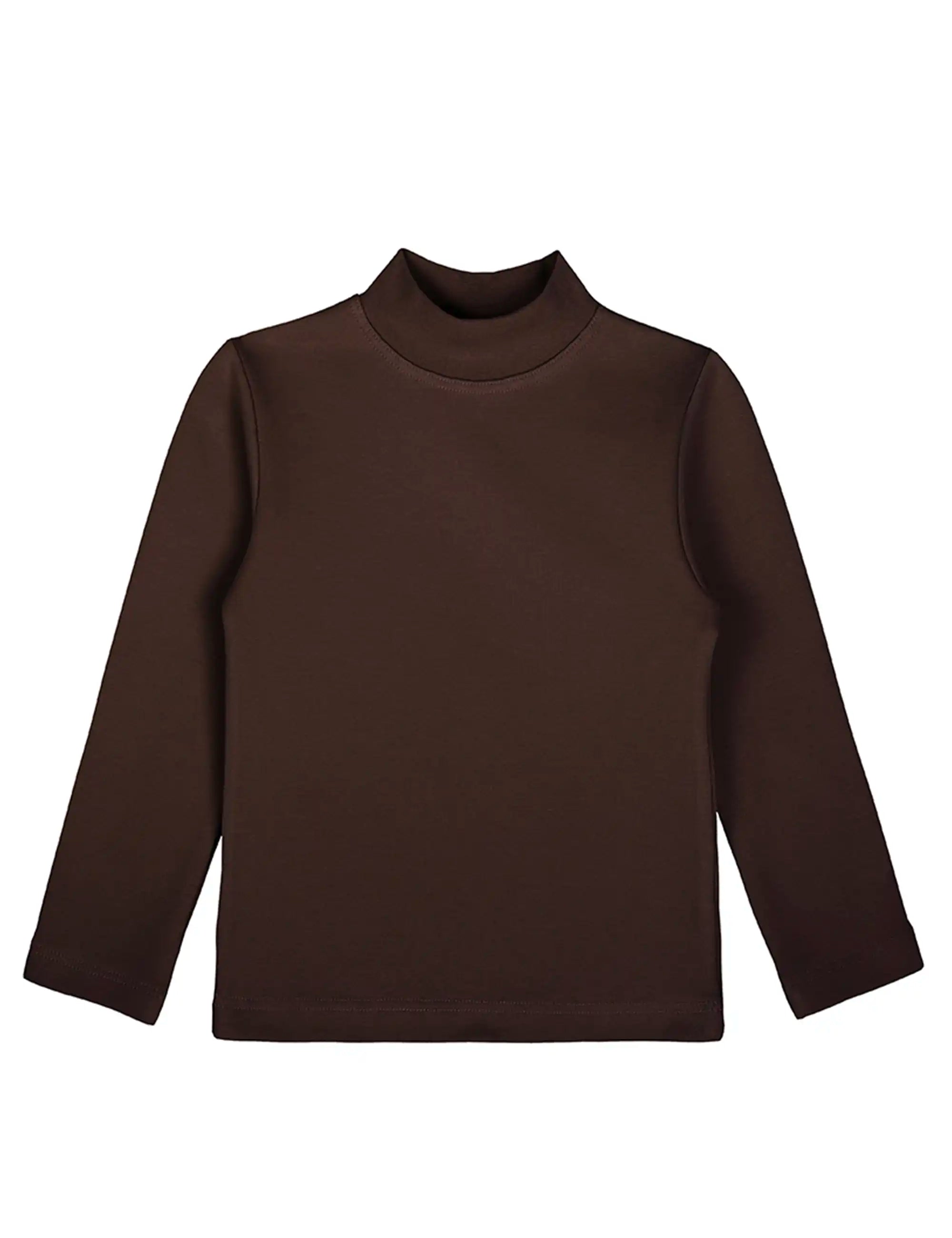 Girls' Basic Mock Turtleneck Long Sleeve Cotton Solid T-Shirt