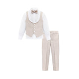 Boys Formal Suit 4 Piece Vest Pants and Tie Dresswear Set / 7-12 Years