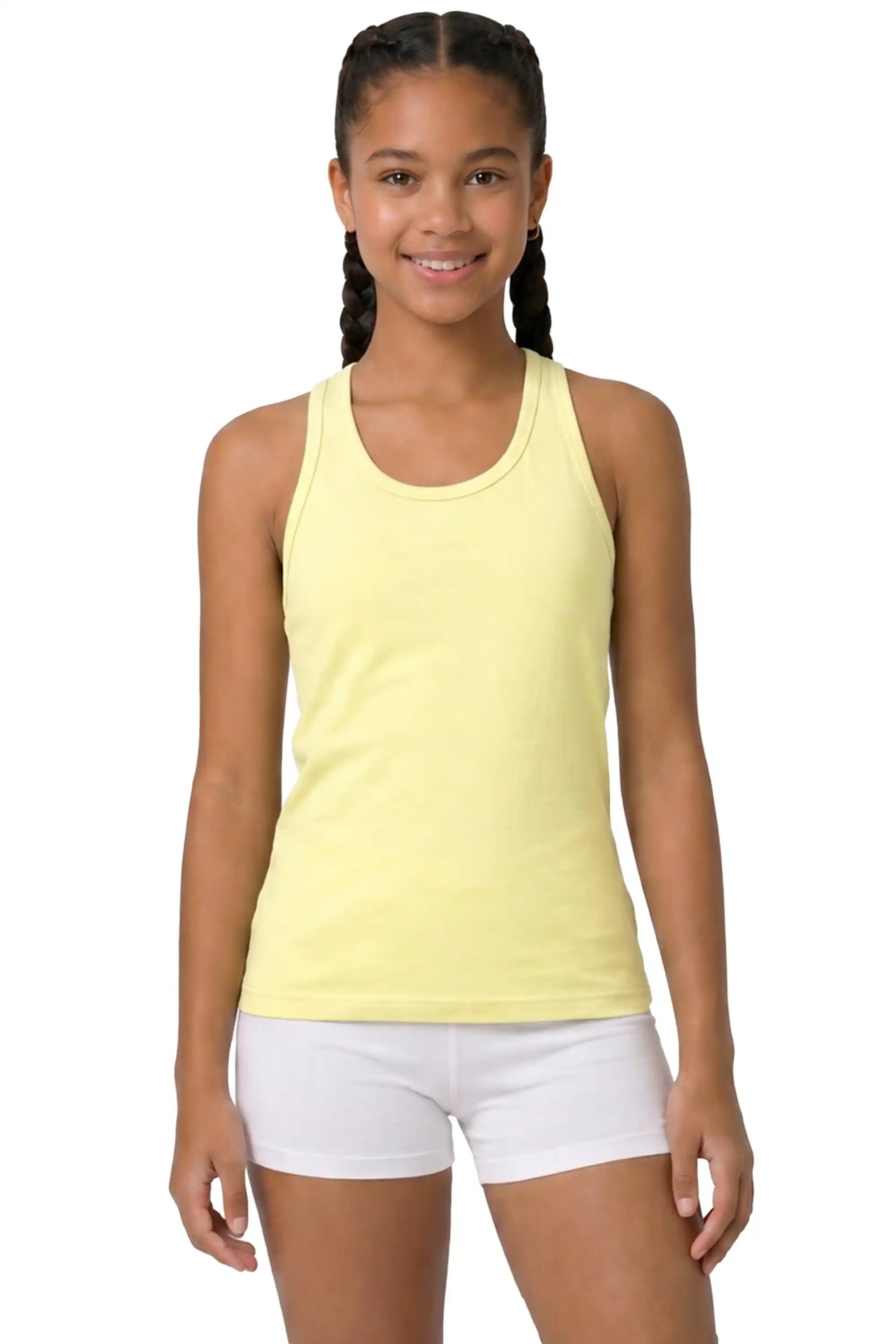 Girls' Soft Solid Cotton Blend Racerback Tank Top