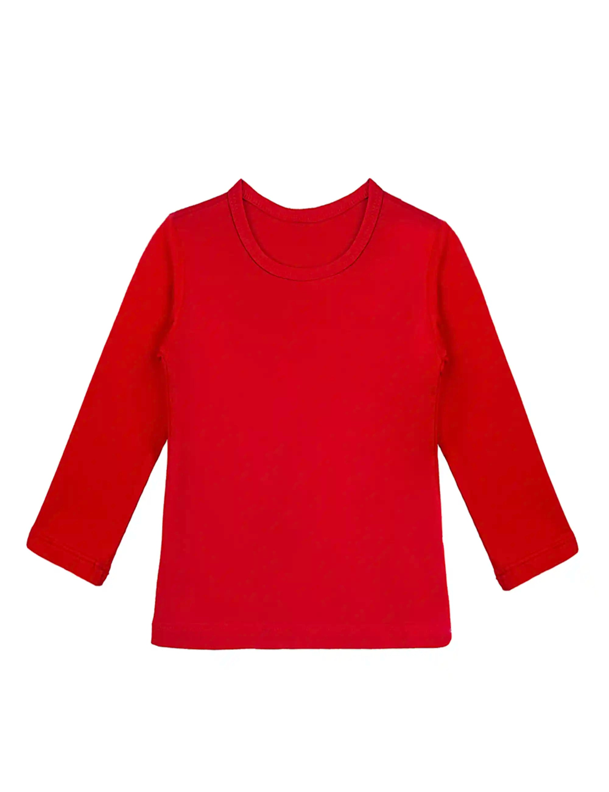 Lilax Girls' Basic Long Sleeve Round Neck Cotton T-Shirt