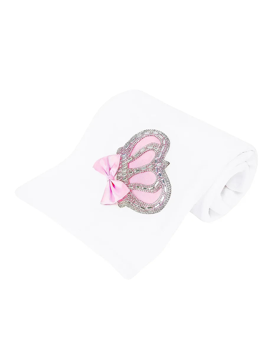 Newborn Jeweled Crown Swaddle Receiving Blanket for Baby Girl 34" x 31"