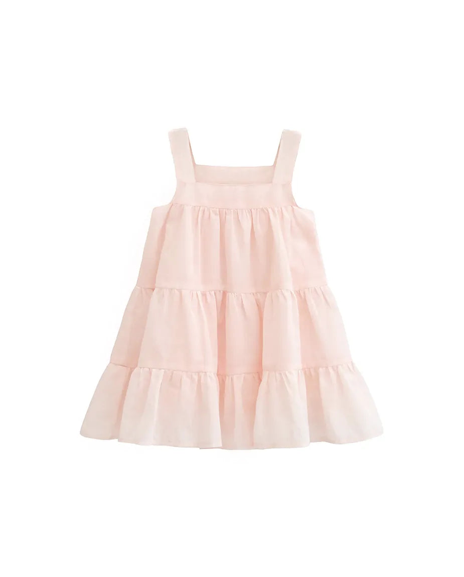 Toddler Cotton Layered Square Neckline Dress