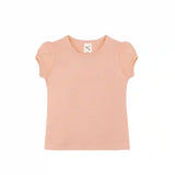 Girls' Basic Cotton T-Shirt  Short Puff Sleeve Crewneck / Toddler