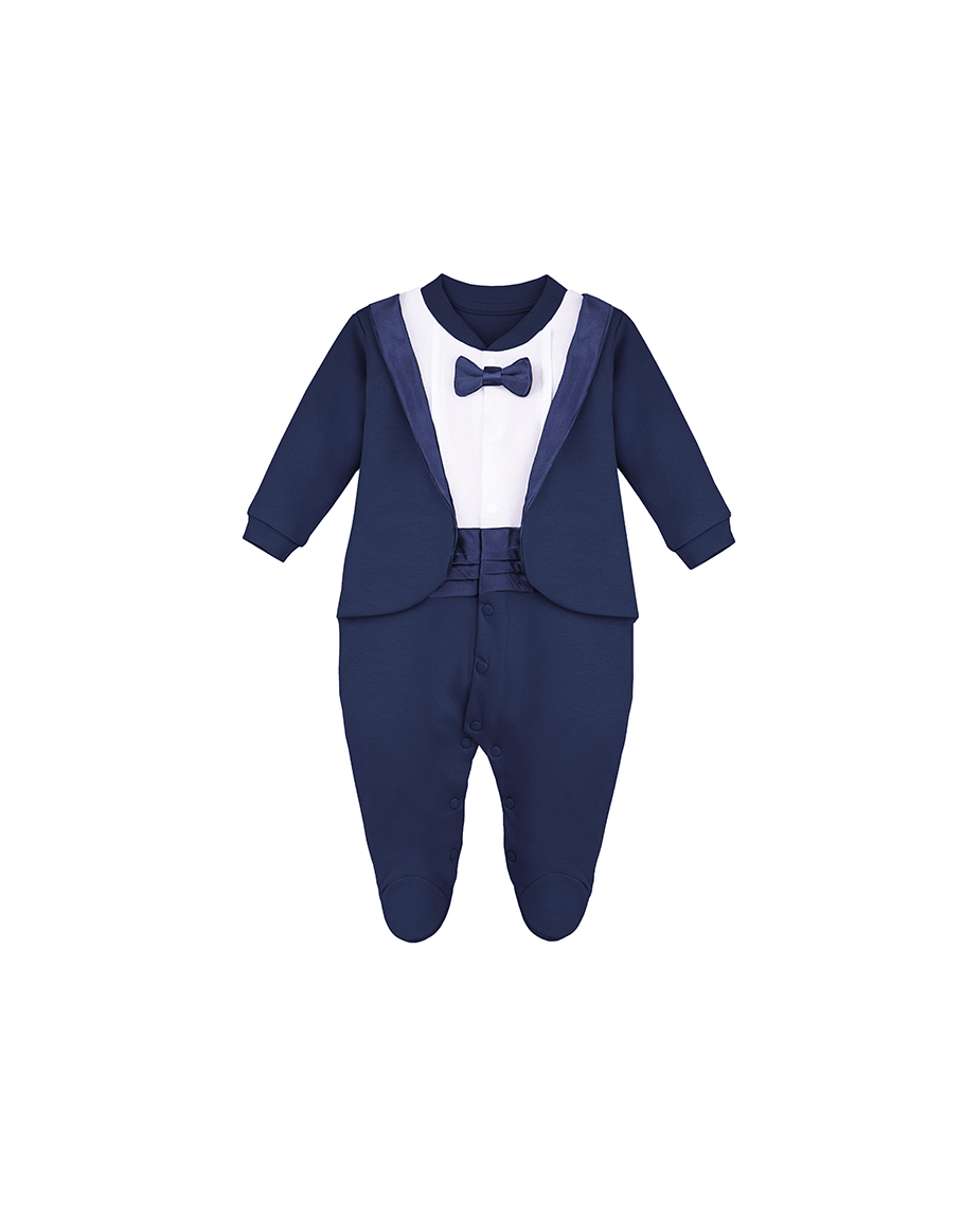 Baby Boy Footie Tuxedo Outfit with Bow Tie for Christmas Holidays - The Perfect Gentleman Look