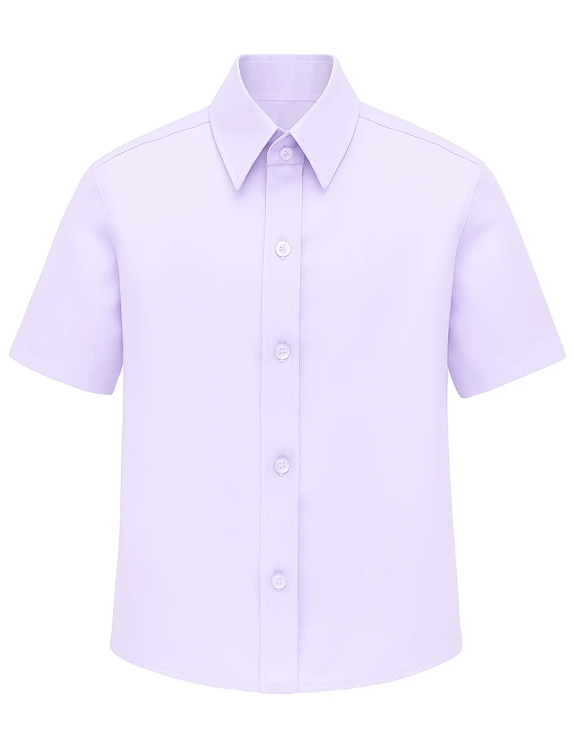 Lilax Boys Classic Short Sleeve Button Down Casual Solid Dress Shirt