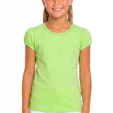 Girls' Basic Short Puff Sleeve Round Neck Cotton T-Shirt
