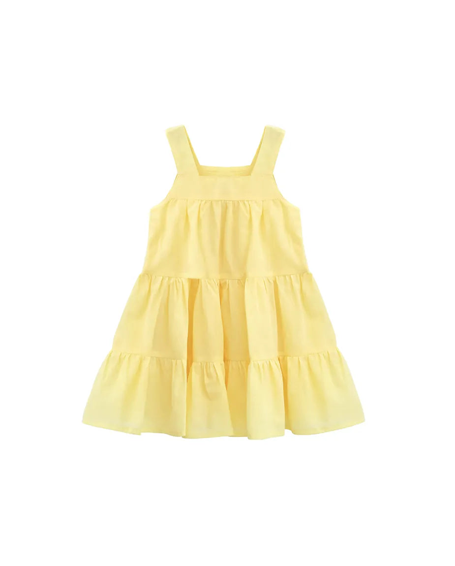 Toddler Cotton Layered Square Neckline Dress