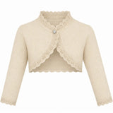 Little Girls' Knit Long Sleeve Button Closure Bolero Cardigan Shrug