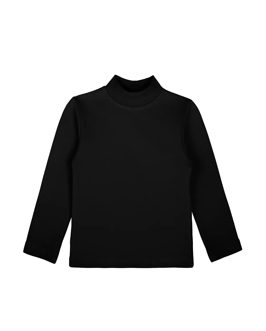 Toddler Cotton Long Sleeve Basic Mock-Neck T-Shirt