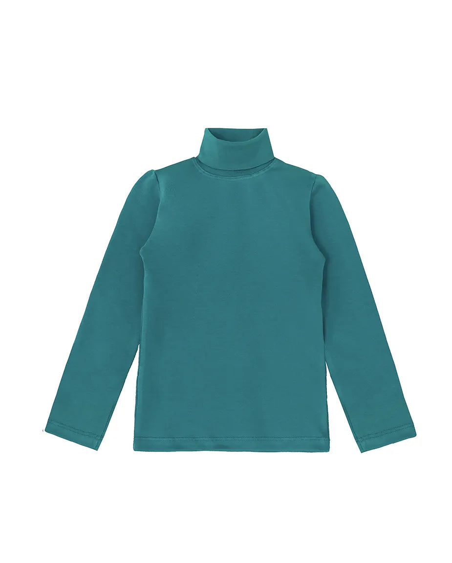 Little Girls Cotton Long Sleeve Basic Turtleneck T-Shirt