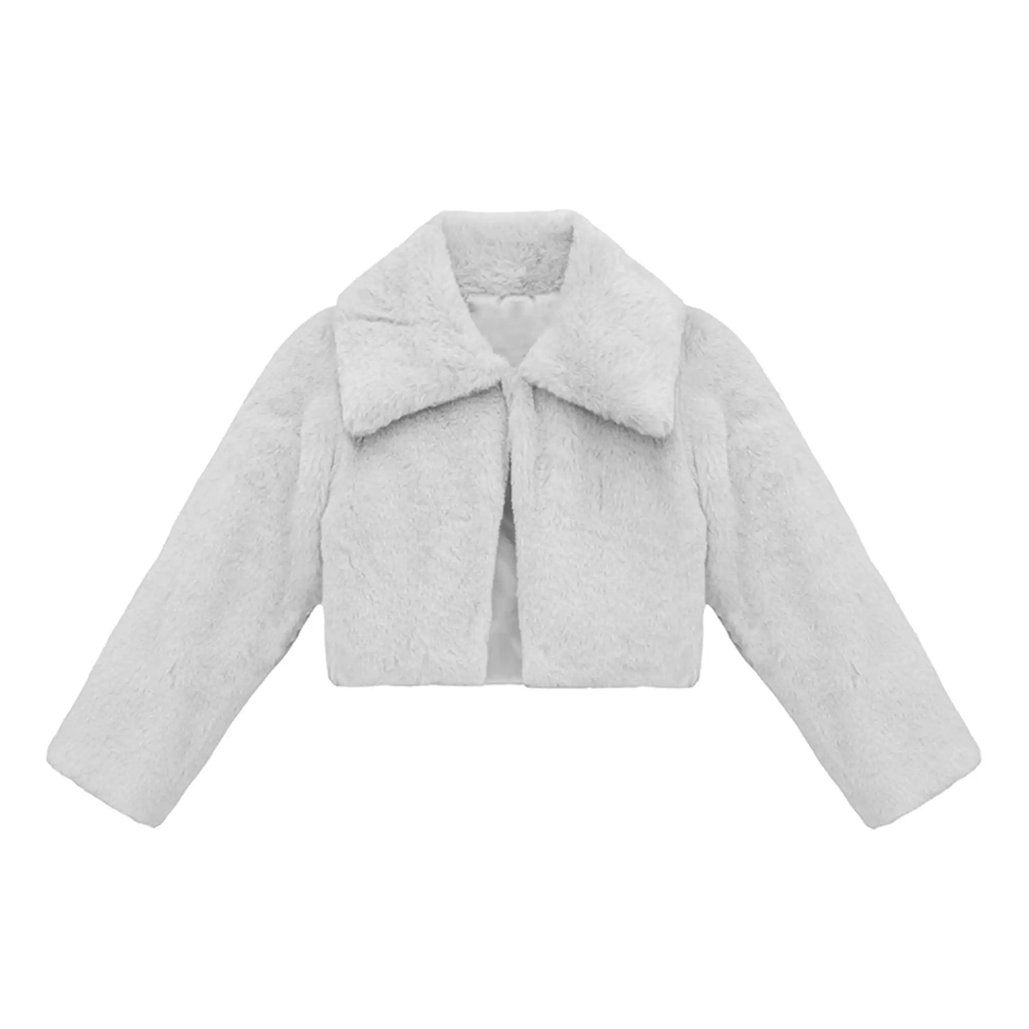 Girls Faux Fur Shrug Jacket Tied Ribbon Cozy Bolero