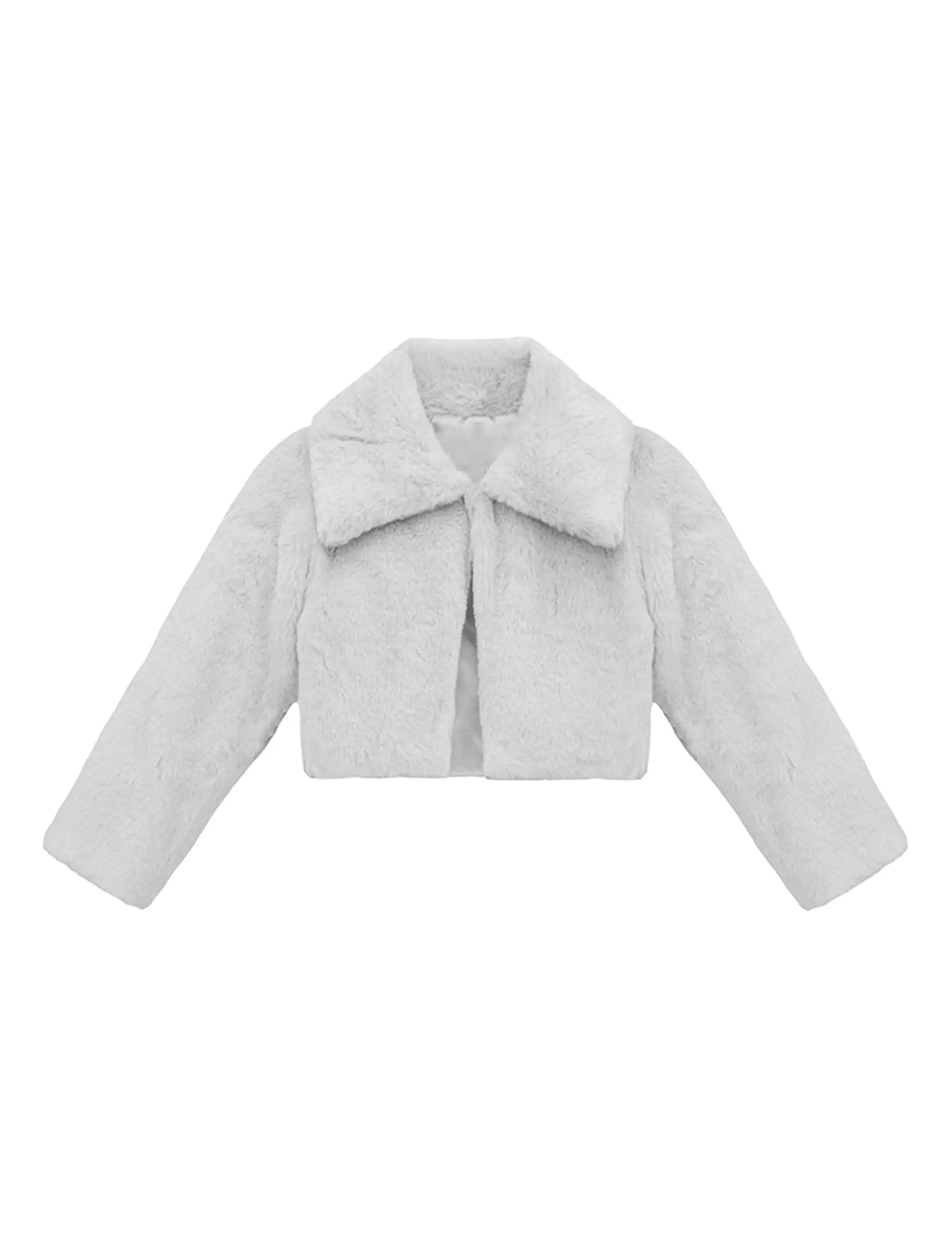 Girls Faux Fur Shrug Jacket Tied Ribbon Cozy Bolero