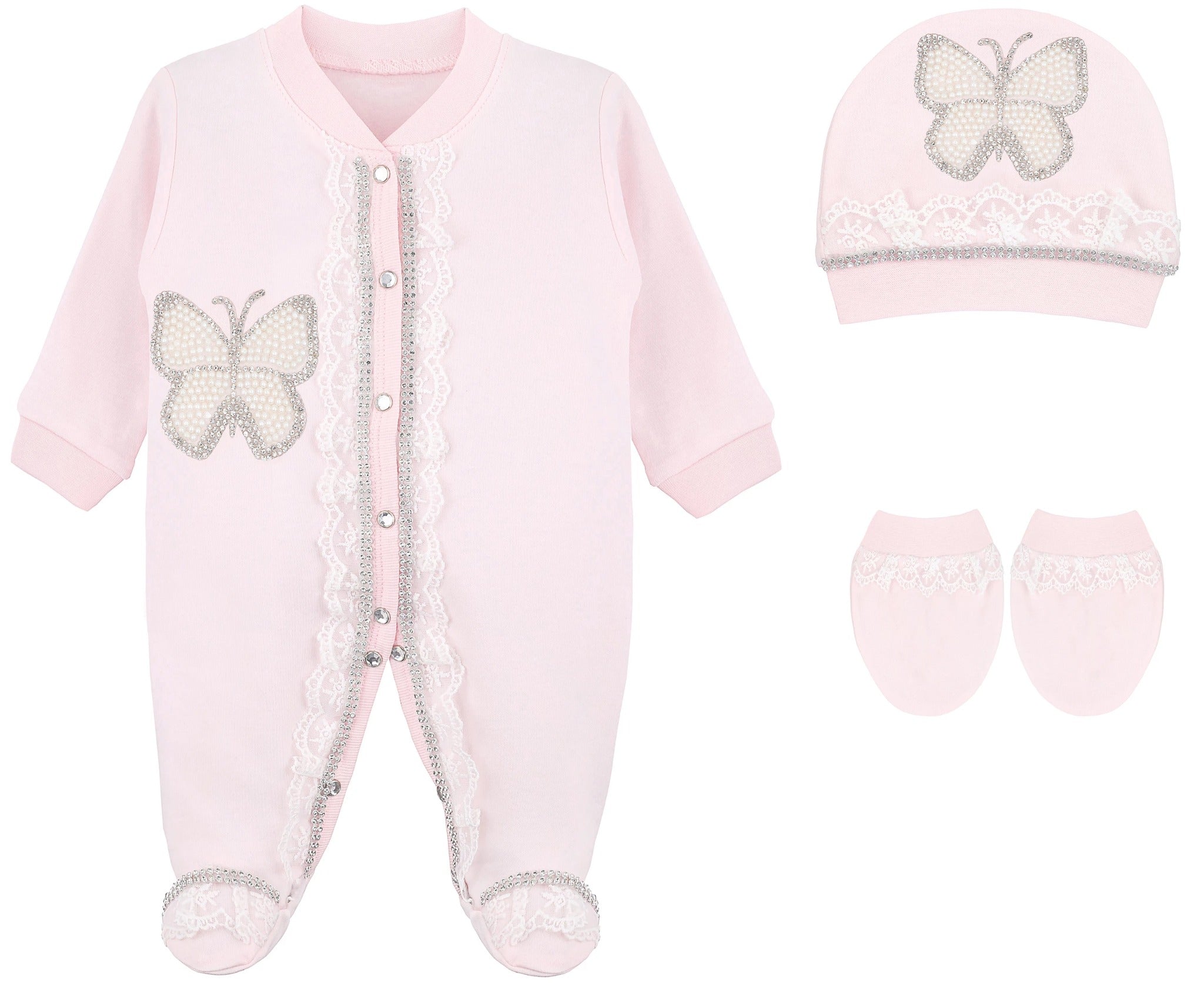 Jeweled Crown Layette Gift Set for Baby Girls: 3 Pieces
