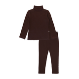 Little Girls Cotton Basic Turtleneck Shirt & Leggings Set