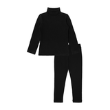 Little Girls Cotton Basic Turtleneck Shirt & Leggings Set