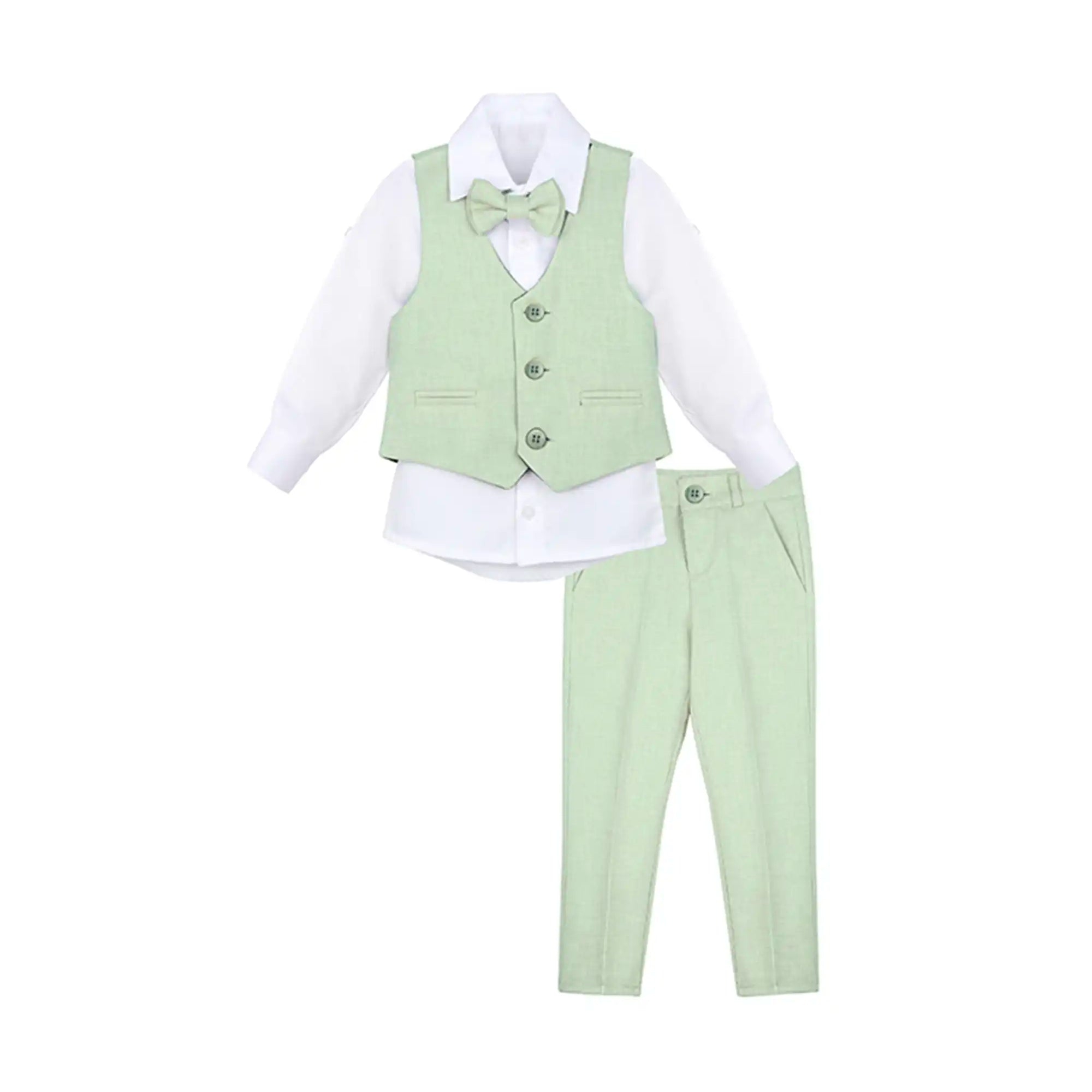 Boys Formal Suit 4 Piece Vest, Pants and Tie Dresswear Suit Set