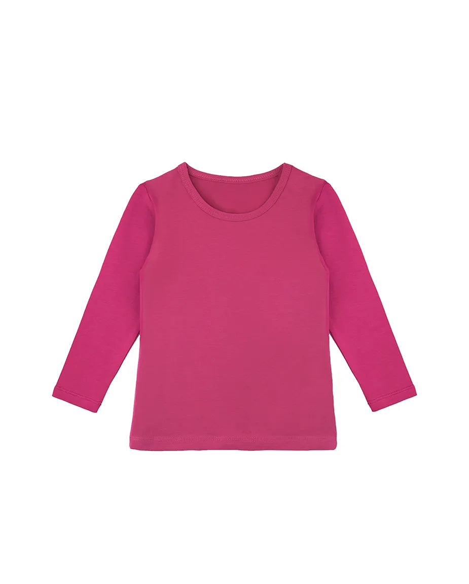 Toddler Cotton Long Sleeve Basic Crewneck T-Shirt