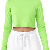 Lilax Girls' Long Sleeve Crop Top – Soft Cotton, 4-Way Stretch, Breathable Everyday Tee