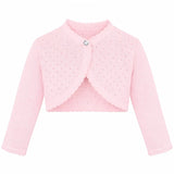 Baby Girls' Long Sleeve Knit One Button Closure Bolero Shrug