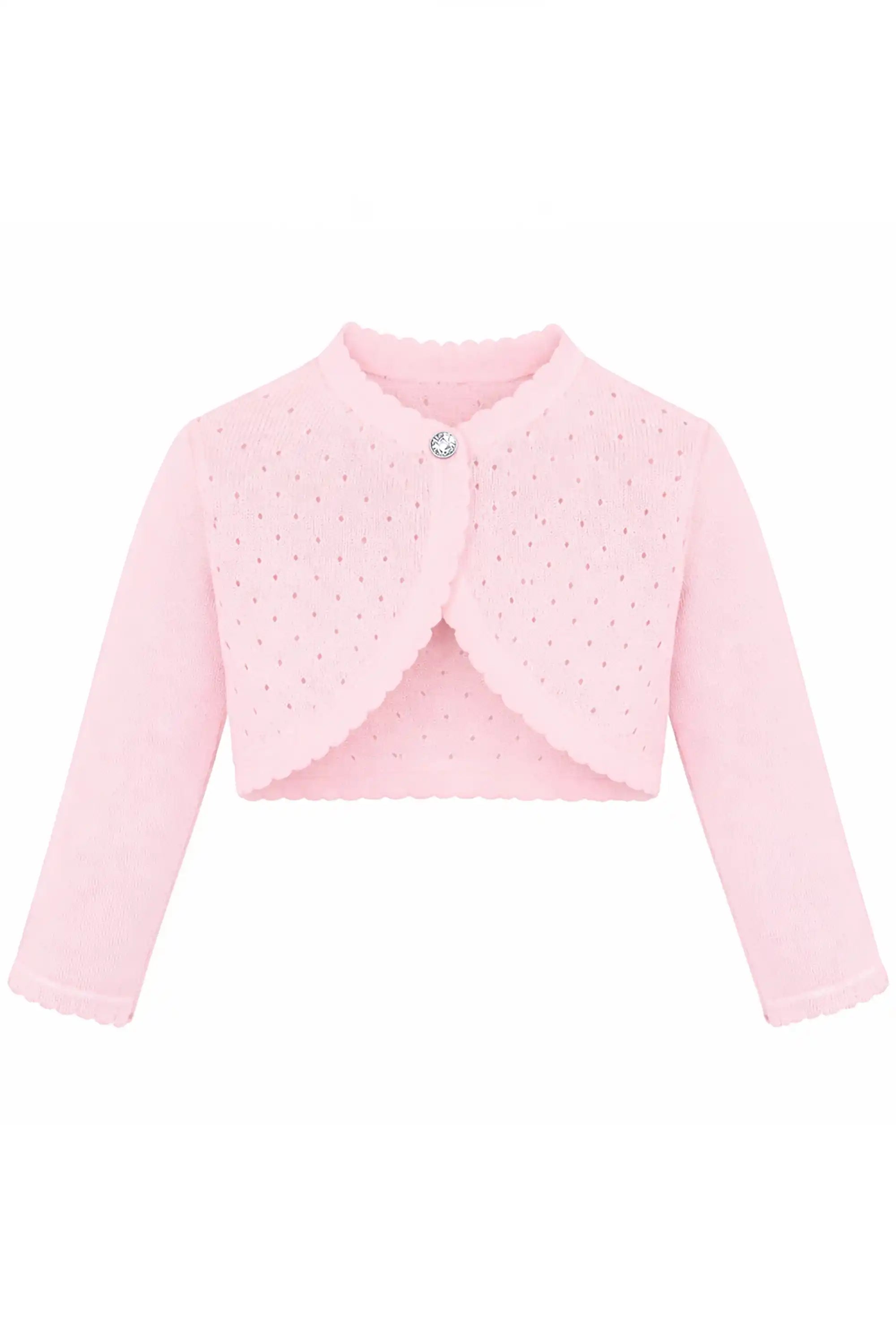 Baby Girls' Long Sleeve Knit One Button Closure Bolero Shrug