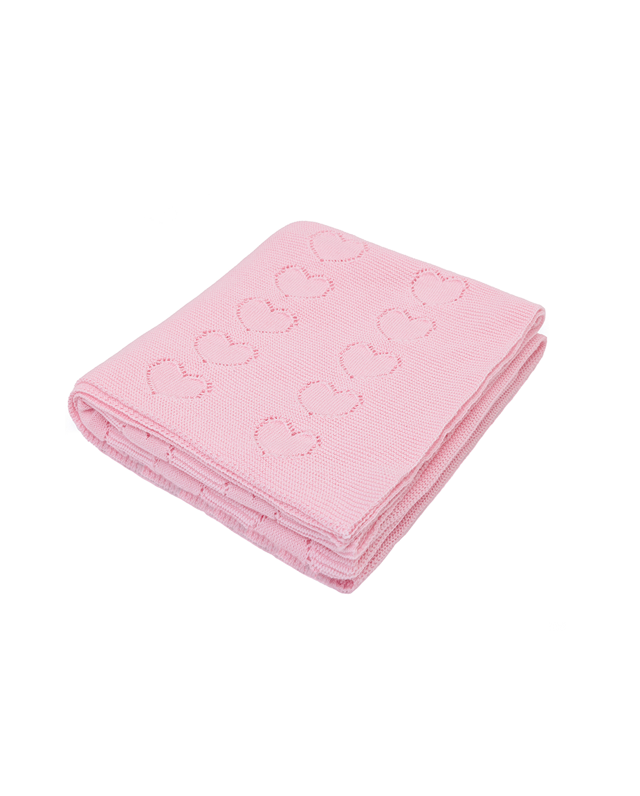 Baby Girl Cotton Knit Heart Receiving Blanket