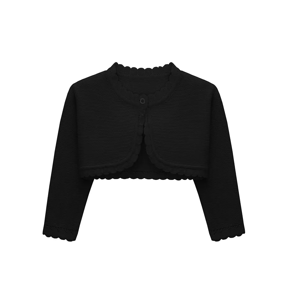 Baby Girls' Long Sleeve Knit Button Closure Bolero Shrug