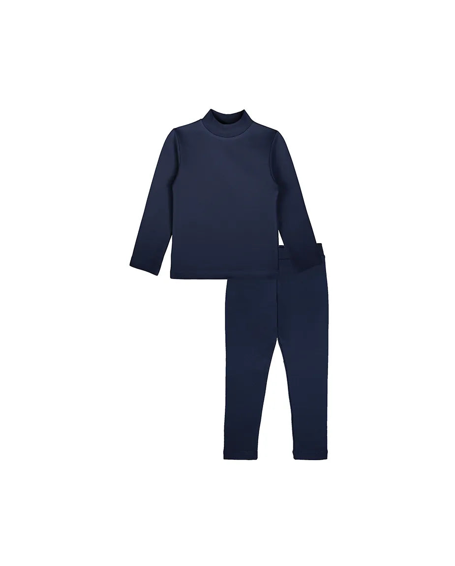 Little Girls Cotton Basic Mock-Neck T-Shirt & Leggings Set