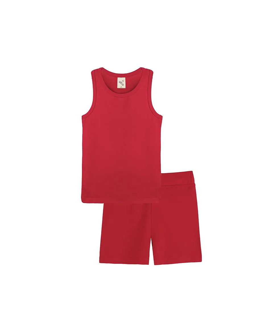 Little Girls Cotton Basic Racerback Tank Top & Short Set