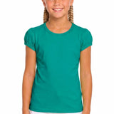 Girls' Basic Short Puff Sleeve Round Neck Cotton T-Shirt