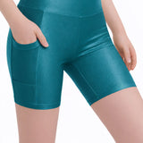 Lilax Girls Athletic Shorts with Pocket High Waisted Biker Shorts for Dance Yoga Gymnastics