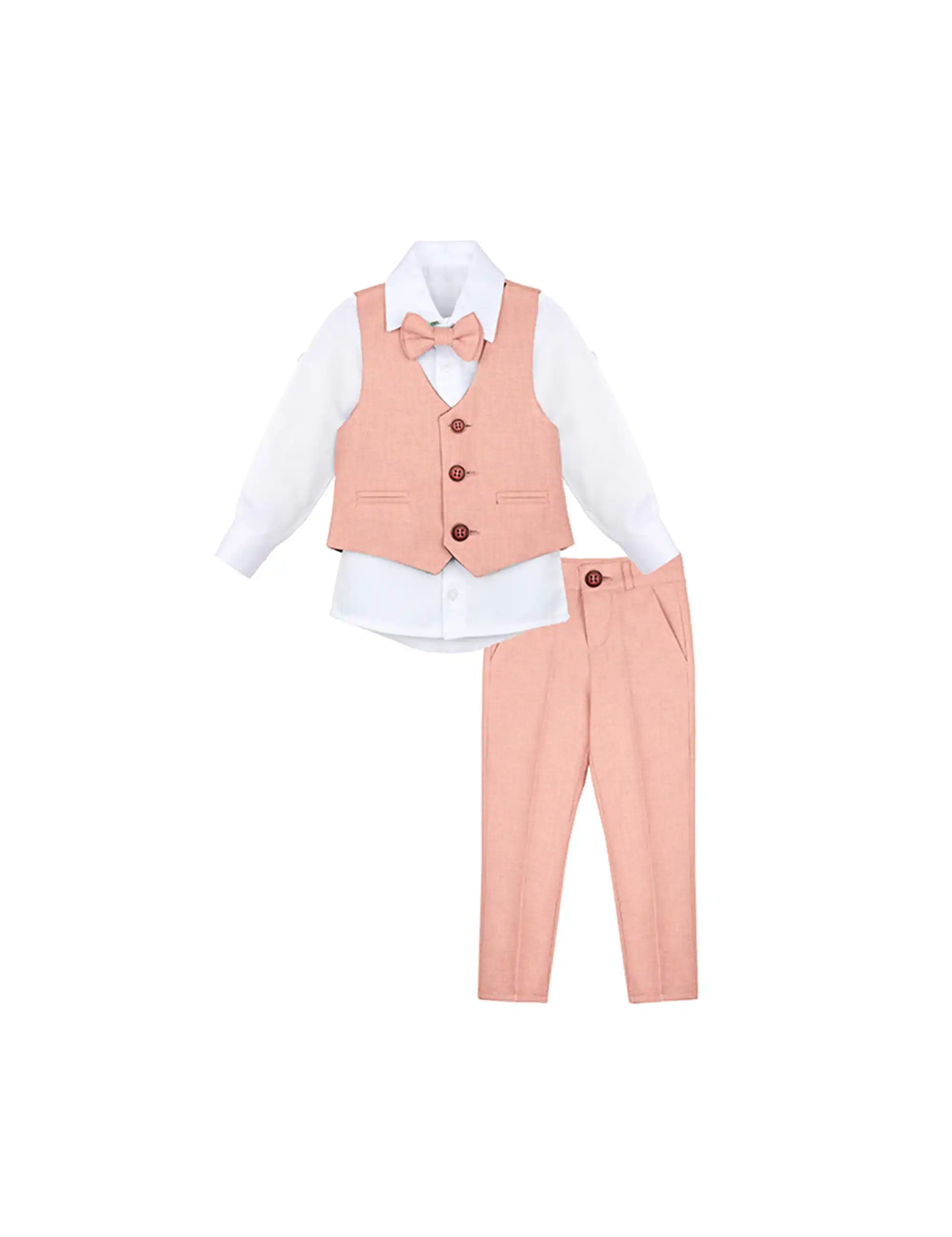 Boys Formal Suit 4 Piece Vest, Pants and Tie Dresswear Suit Set