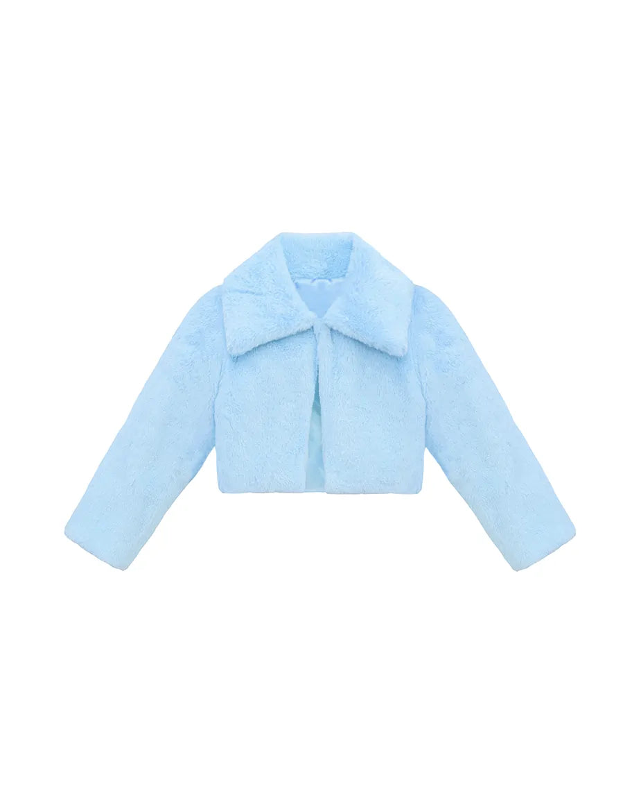 Girls Buttoned Oversize Collared Bolero Shrug