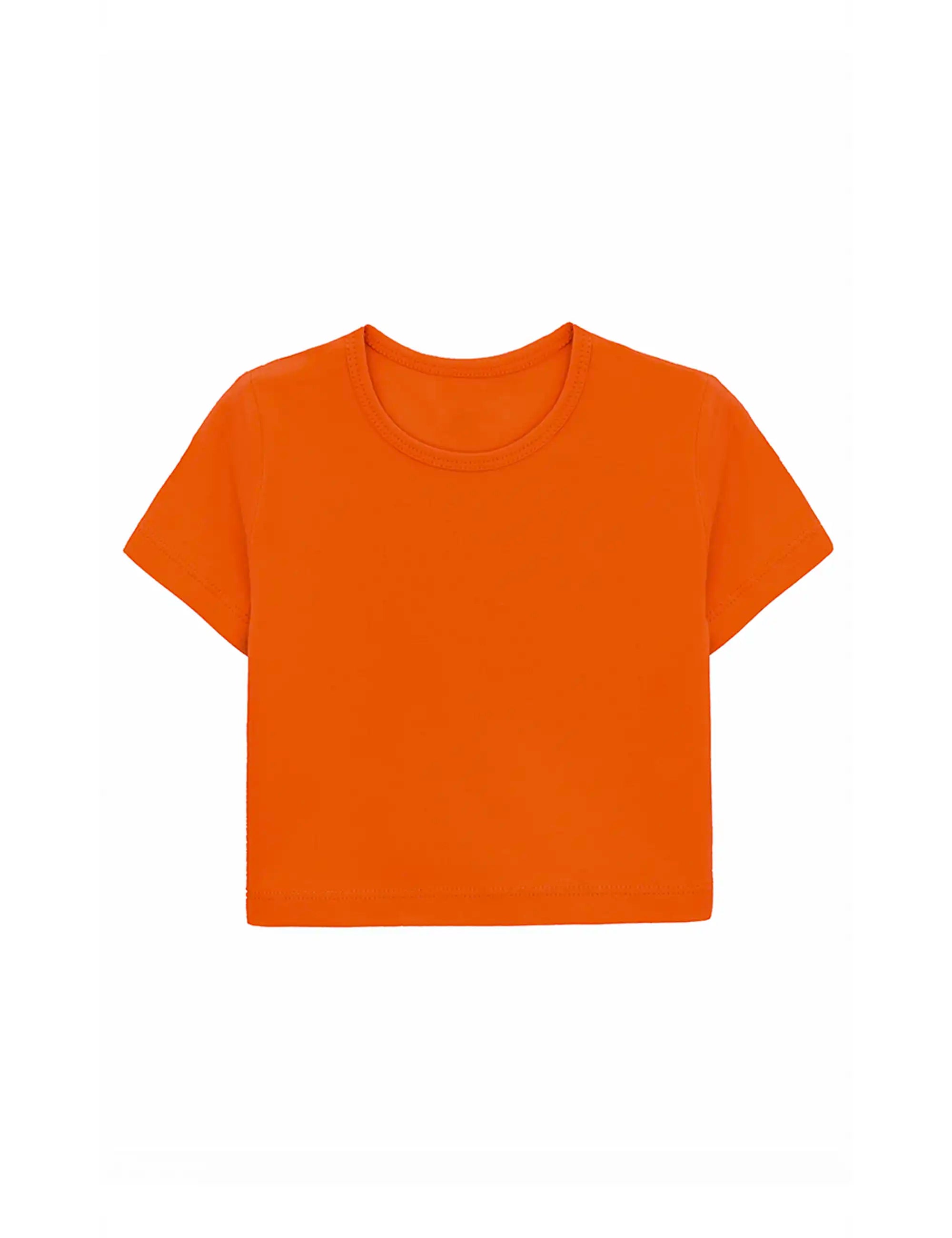 Girls Short Sleeve Crewneck Crop Top Tee