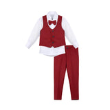Boys Formal Suit 4 Piece Vest, Pants and Tie Dresswear Suit Set