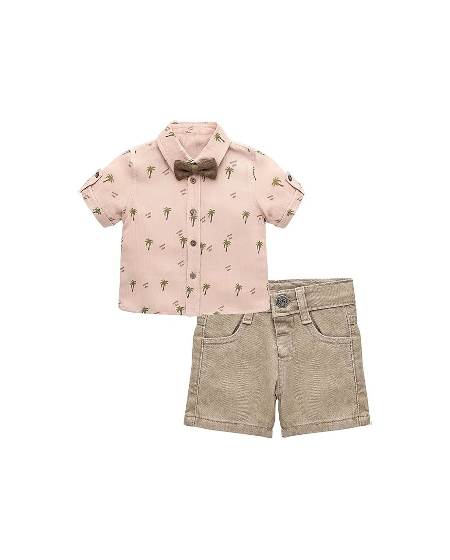 Baby 2-Piece Tropical Button-Down Shirt & Short Set