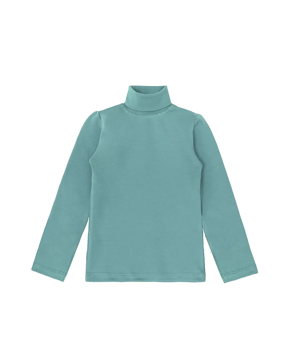 Little Girls Cotton Long Sleeve Basic Turtleneck T-Shirt