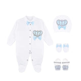 Newborn Baby 4-Piece Cotton Jeweled Layette Set
