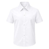 Lilax Boys Classic Short Sleeve Button Down Casual Solid Dress Shirt