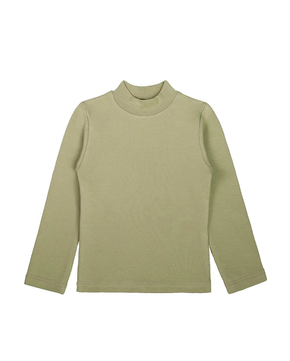 Toddler Cotton Long Sleeve Basic Mock-Neck T-Shirt