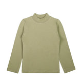 Toddler Cotton Long Sleeve Basic Mock-Neck T-Shirt