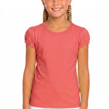 Girls' Basic Short Puff Sleeve Round Neck Cotton T-Shirt