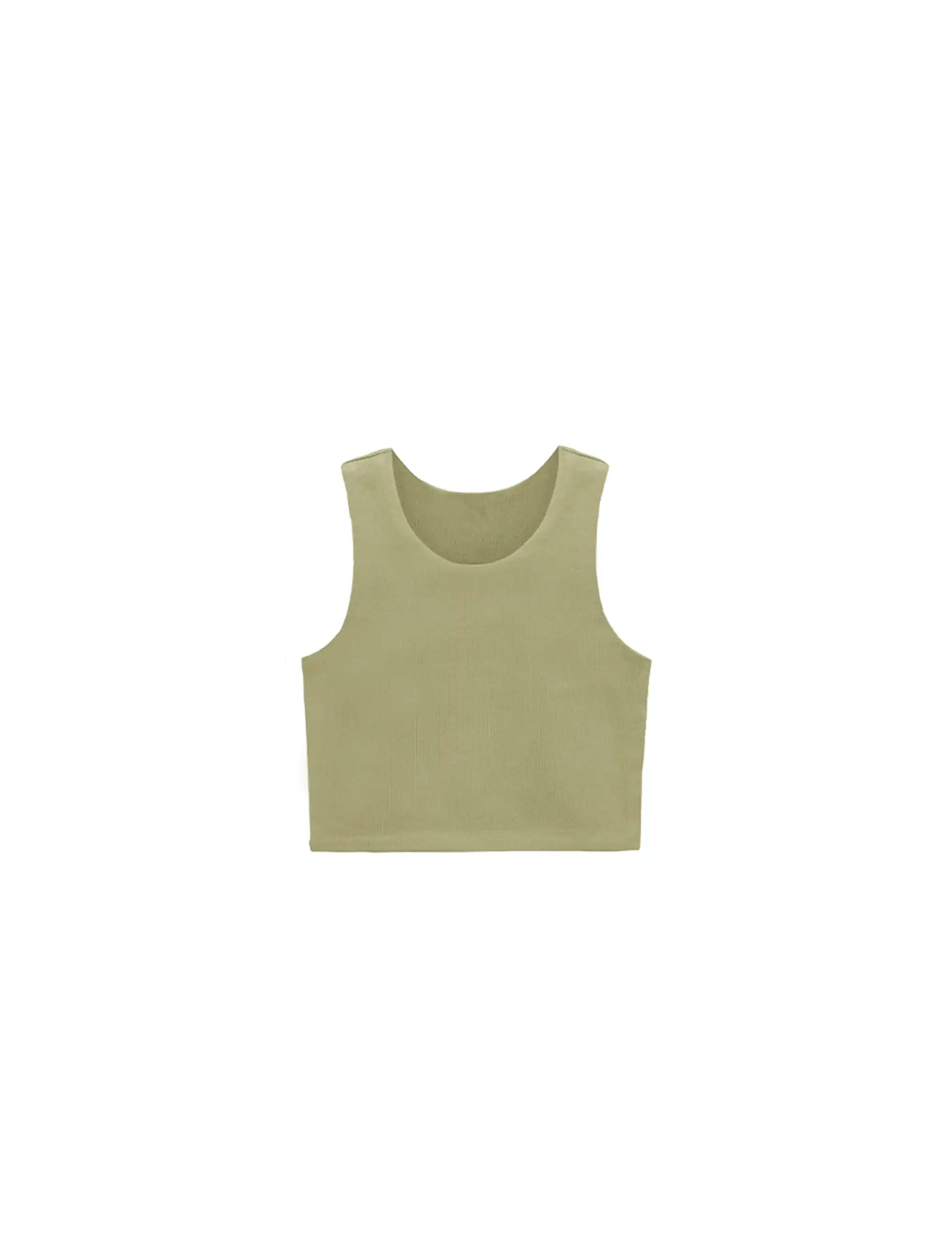 Girls' Double Lined Sleeveless Basic Crop Tank Top