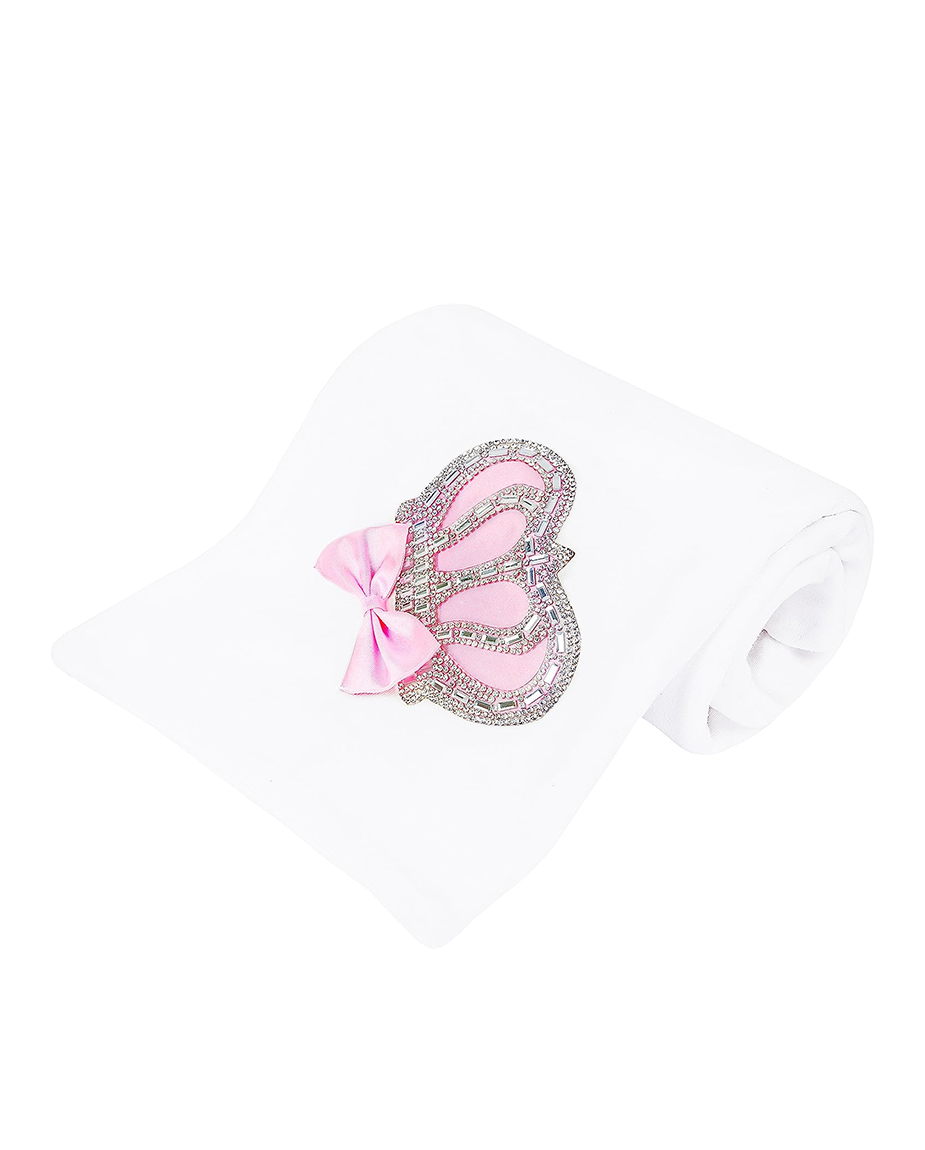 Baby Soft Cotton Jeweled Crown Swaddle Receiving Blanket