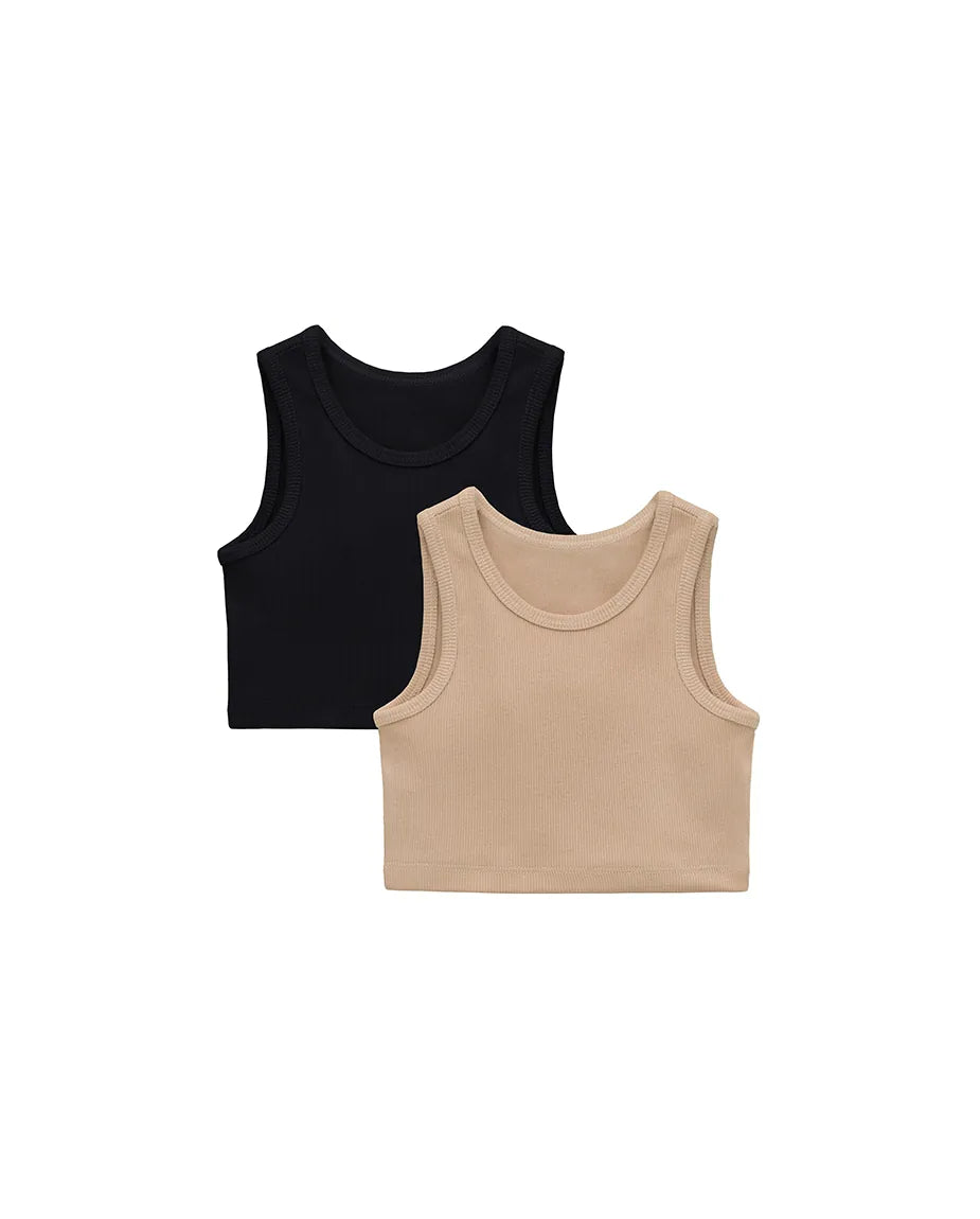 Girls 2-Pack Basic Cropped Tank Top
