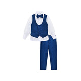 Boys 4-Piece Slim Fit Textured Suit Set