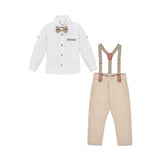 Boys Cotton Patterned Suspender Pant Set