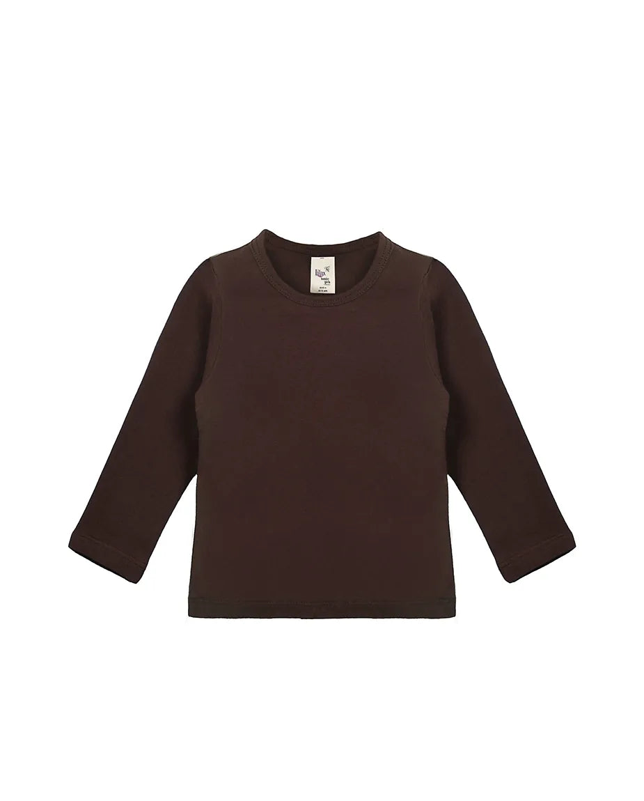 Toddler Cotton Long Sleeve Basic Crewneck T-Shirt
